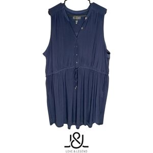 Love & Legend Navy Blue Button Stretch Dress